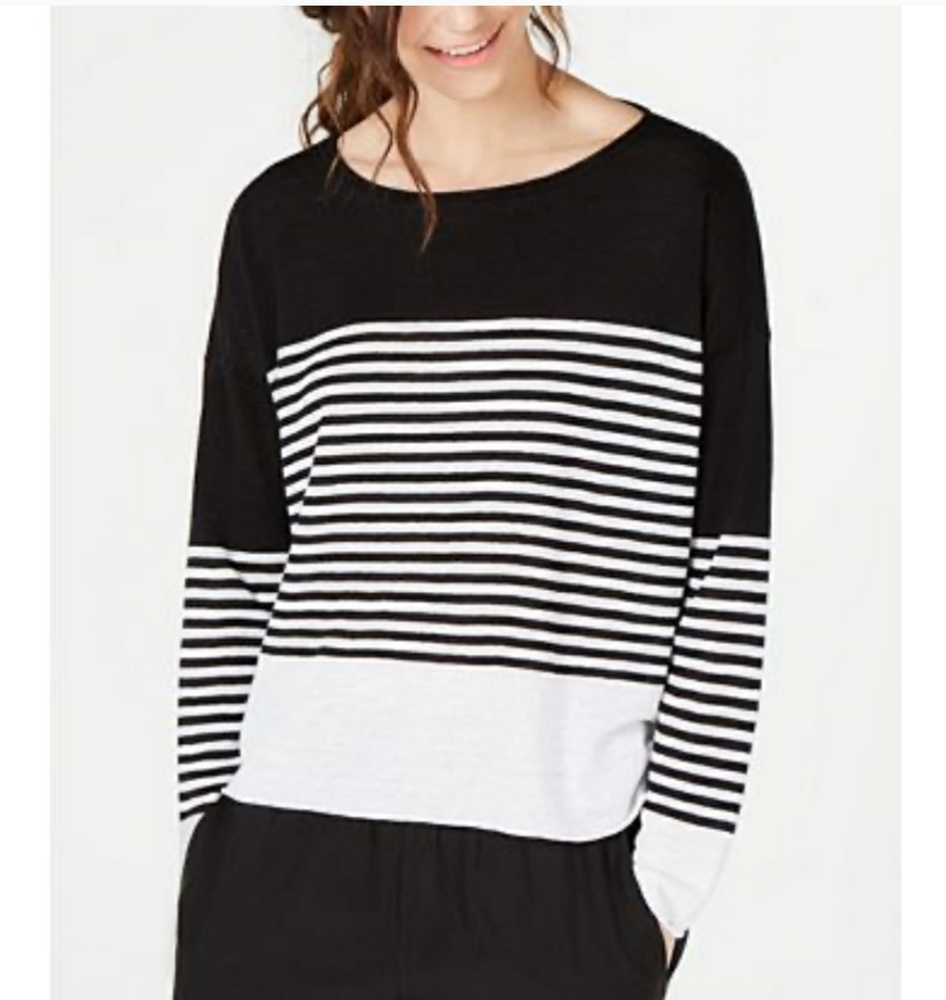 Eileen Fisher Organic Linen Cotton Striped Sweater